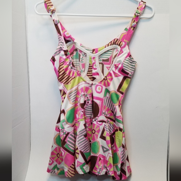 Vintage 60s Retro Floral Bathing Suit Roxanne Size 12/34 C cup - Picture 2 of 13